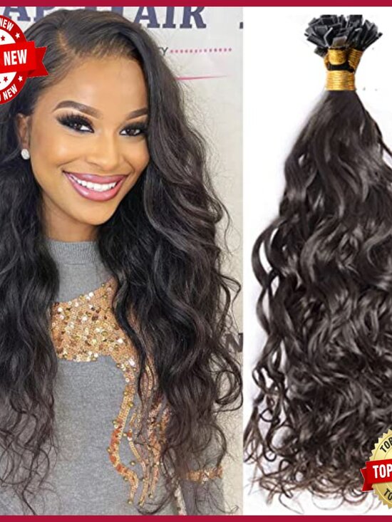 18 Inch Flat Tip Keratin Hair Extensions 100 Strands Natural Wave Brazilian Remy